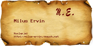 Milus Ervin névjegykártya